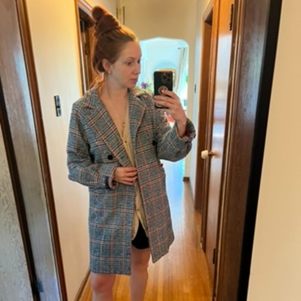 Vintage Amazing  Colorful  Plaid oversized Coat